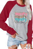 Merry Christmas Retro Stacked Pink Leopard Long Sleeve Top Women UNISHE Wholesale
