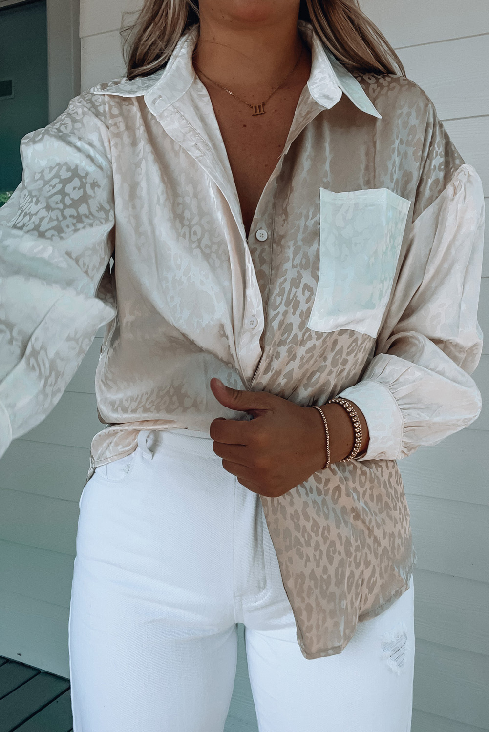 Chic Satin Leopard Shirt main image 1