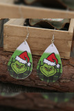 Christmas Plaid Grinch PU Earrings MOQ 5PCS