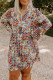 Multicolor Boho Floral Pattern Babydoll Plus Size Dress