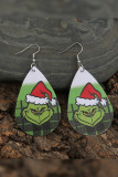 Christmas Plaid Grinch PU Earrings MOQ 5PCS