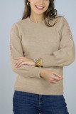 Crochet Sleeve Plain Knitting Pulllover Sweater 