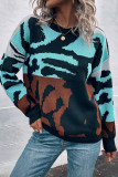 Color Block Tiger Striped Pullover Sweaters
