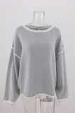 Plain Loose Fit Patchwork Knitting Sweater 