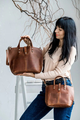 Brown PU Leather Multiway Hand Bag MOQ 3pcs