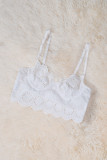 White Adjustable Hollow Out Lace Bralette