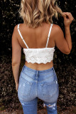 White Adjustable Hollow Out Lace Bralette