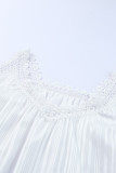 White Lace Crochet Splicing Cold Shoulder V Neck Blouse