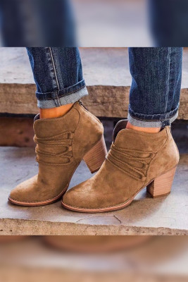 Braid Straps Detail Zipped Ankle Bootie