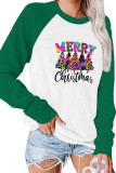 Merry Christmas Trees Rainbow Leopard Printed Long Sleeve Top Women UNISHE Wholesale
