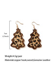 Leopard Cow Print Christmas Tree Wood Earrings MOQ 5PCS