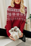 Turtle Neck Snowflake Knit Xmas Sweaters