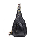 Embroidery Strap PU Leather Sling Crossbody Bag