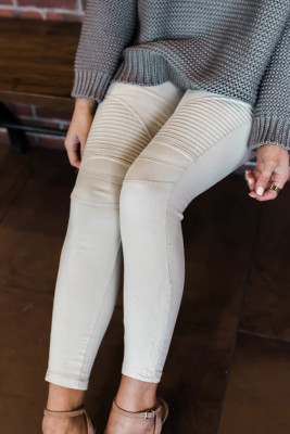 High Waist Pleated Washed Jeans Leggings