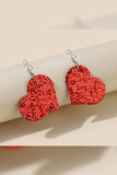 Sequin Red Heart PU Earrings MOQ 5pcs