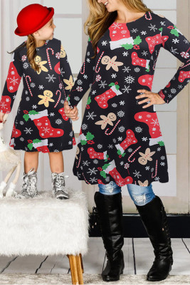 Family Match Mom and Girl Christmas Mini Dress 