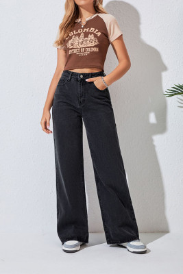 Black Buttoned Flare Jeans 