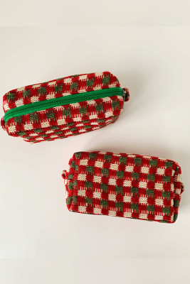 Christmas Zipper Knitting Washing Cosmetic Bag MOQ 3PCS