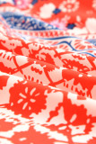 Red Long Paisley Print Kimono Beach Cover Up