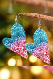 Gradient Color Love Heart PU Earrings MOQ 5pcs