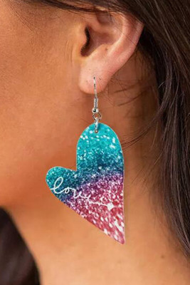 Gradient Color Love Heart PU Earrings MOQ 5pcs