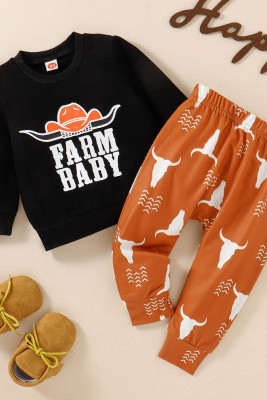 Farm Baby Sweatshirt with Printed Pants Boy 2pcs Set