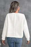 Puff Sleeves Plain Texture Sweatshirt 