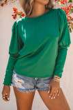 Green Satin Cuffed Sleeve Shirt