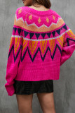 Geometry Contrast Knitting Pullover Sweater 