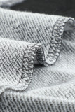 Gray Quilted Patch Half Zipper Sweatshirt
