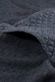 Gray Quilted Patch Half Zipper Sweatshirt