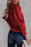 Red Satin Cuffed Sleeve Shirt