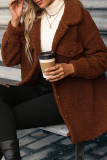Brown Button Up Fleece Coat with Pockets 