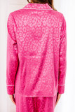 Rose 2pcs Leopard Satin Long Sleeve Pajamas Set