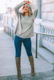 Gray Pocketed Oversized Drop Sleeve Top