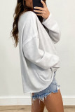 White Pocketed Oversized Drop Sleeve Top