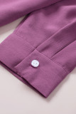 Purple Solid Pocket Long Sleeve Button-up Shirt
