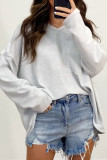 White Pocketed Oversized Drop Sleeve Top