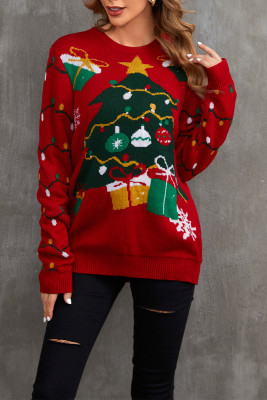 Red Xmas Knit Pullover Sweaters
