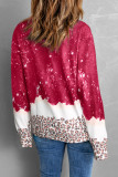 Red Leopard Bleached Pullover Sweatshirt