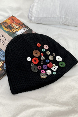 Multicolor Buttons Knit Beanie Hat MOQ 3pcs