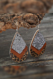 Glitter Leopard PU Earrings MOQ 5PCS