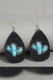 Texture PU Turquoise Cactus Earrings MOQ 5pcs