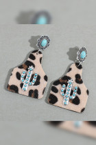 Hairy Leopard with Catctus Turquoise Earrings MOQ 5pcs