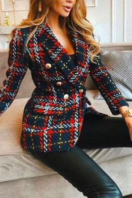 Plaid Button Up Tweed Coat 