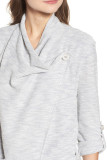 Gray Drape Front Knit Jacket