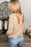 Apricot Open Back Long Sleeve Knit Top