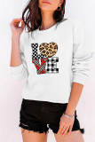 Leopard Plaid Love Heart,Valentine's Day Classic Crew Sweatshirt Unishe Wholesale