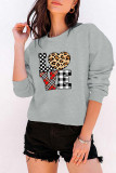 Leopard Plaid Love Heart,Valentine's Day Classic Crew Sweatshirt Unishe Wholesale