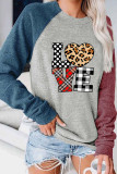 Leopard Plaid Love Heart,Valentine's Day Long Sleeve Top Women UNISHE Wholesale